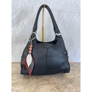 Cole Haan Black slouchy pebbled leather triangle black bag